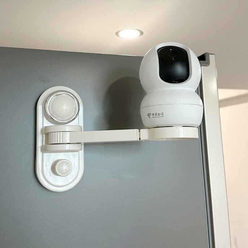 监控摄像头支架免打孔可伸缩加长杆固定器室内室外家用墙上置物架