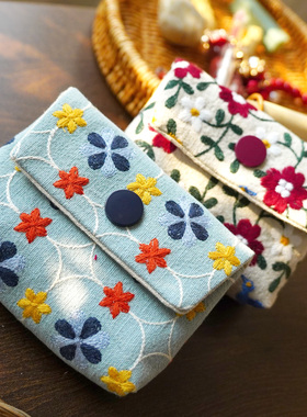 原创小众零钱包卡包布艺驾驶证身份证包硬币布艺小包皆川明风格