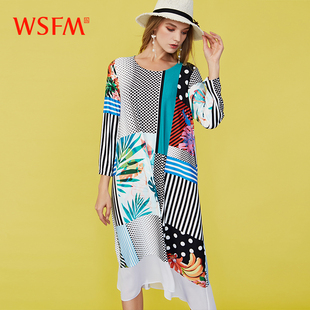 波点条纹印花连衣裙W20A9236 时尚 新品 WSFM五色风马2020春季