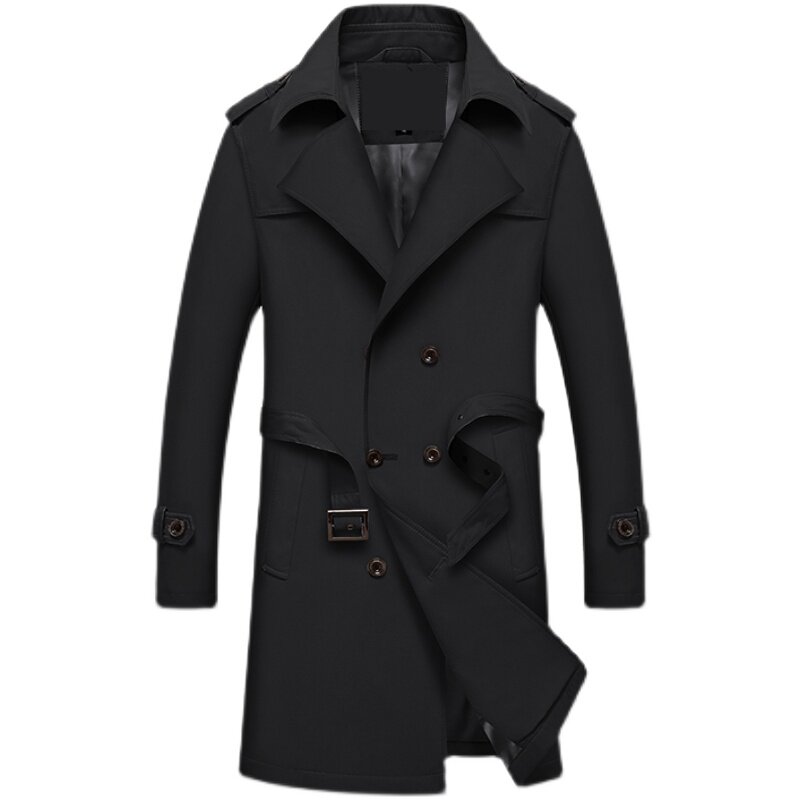 FUGUINIAO WINDBREAKER SPRING AND AUTUMN NEW MENS 2024 BRITISH STYLE MID-LENGTH DOUBLE-BREASTED TOP MENS SPRING COAT TIDE