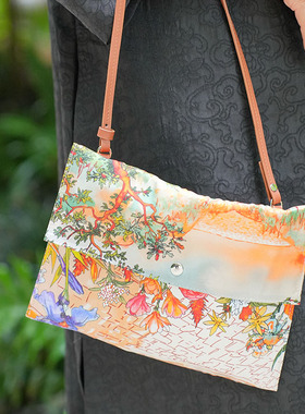 包包合集 丝绸印花休闲手提包斜跨通勤信封包真丝腋下包袋子