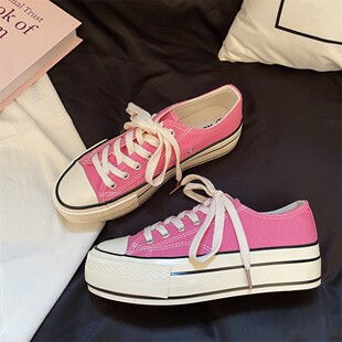粉红厚底款1970s经典款低帮帆布鞋女2026春秋季百搭白色板鞋子