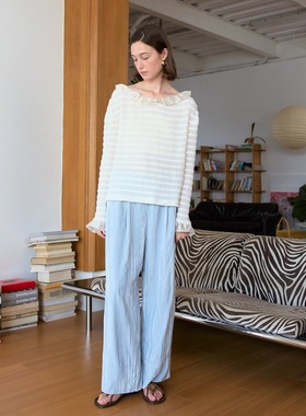 Te by frigidOrg 24秋冬新品肌理丝绒抽绳阔腿裤 温暖丝绒蓝 仙气