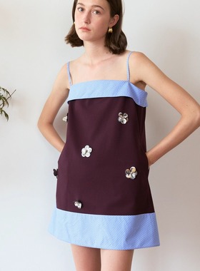 Te by frigidOrg 24秋冬 斜纹吊带钉珠连衣裙 设计师主推款小礼裙