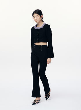 Te by frigidOrg 长裤女秋冬新款微喇叭裤设计感高腰显瘦白色裤子