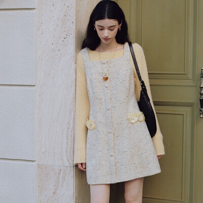 可露丽混色纱羊毛背心裙