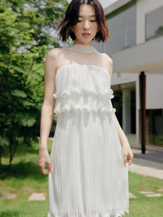 奶油浪花裙 23柠檬诗系列 frigidOrg 珠光感压褶抹胸蛋糕裙