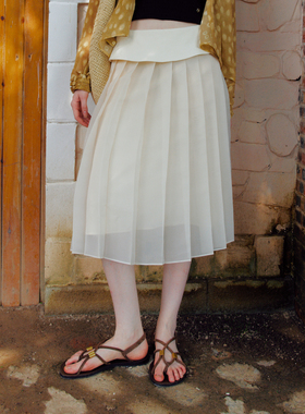 Te by frigidOrg 24春夏恋恋夏日 通透氛围感薄纱百褶半裙压褶裙