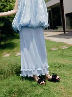 奶油海浪 23夏日柠檬诗系列 frigidOrg 压褶浪花下摆长半裙