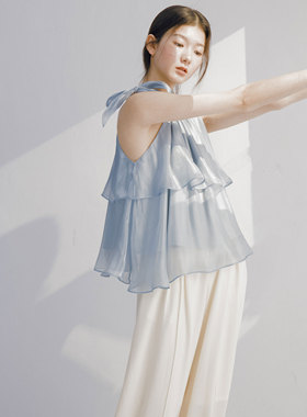 Te by frigidOrg 仙女背心外穿夏挂脖蝴蝶结高级上衣女原创遮副乳