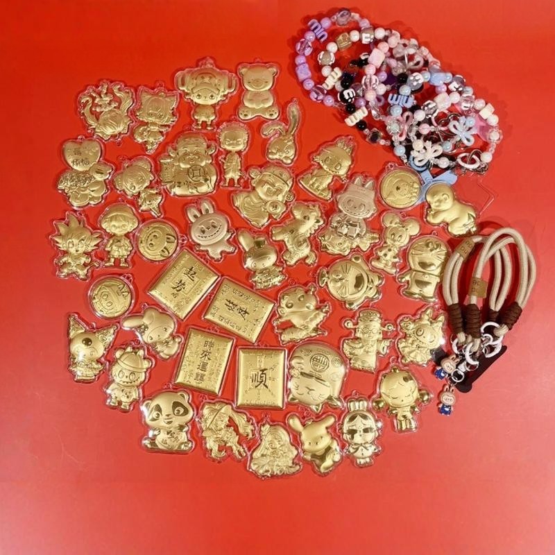足金999库洛米拉布布财神爷招钥匙扣