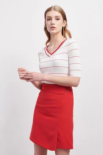 依恋P家a字裙包臀裙PRWH82306C夏通勤纯色简约不规则半身裙短裙女