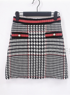 R家正品折扣 秋冬款A字裙小香风短裙RCWH91C01C