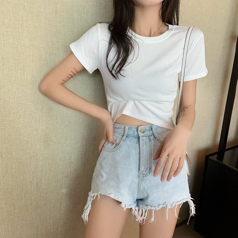 Real shot real price new real shot slim slim fit high elastic simple short sleeve t-shirt female 9 colors