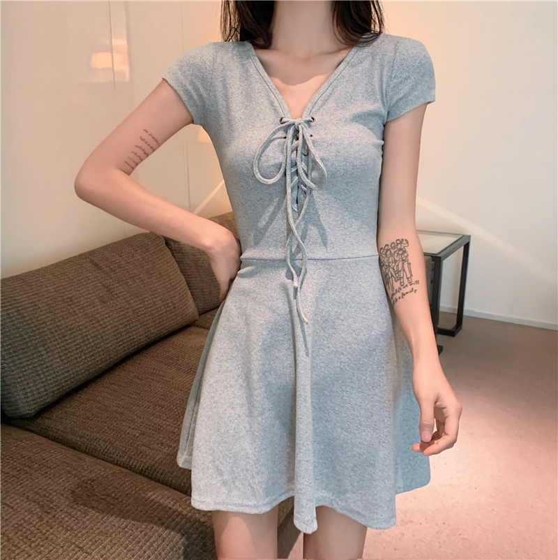 Real price bandage V-neck slim design dress princess skirt