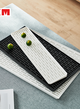 水杯收纳沥水盘茶盘家用客厅大号放水果盘双层长方形创意沥水托盘