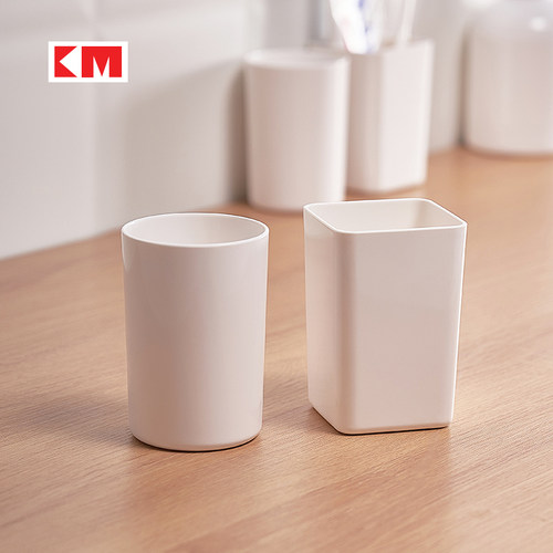 KM简约漱口杯学生宿舍情侣牙杯洗漱牙缸刷牙杯加厚圆形方形口杯
