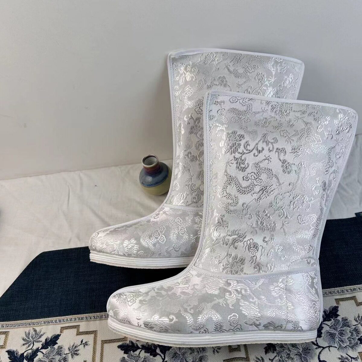 现货可定制哪吒敖丙龙靴cos汉布鞋靴贡缎提花千层底影视道具婚鞋