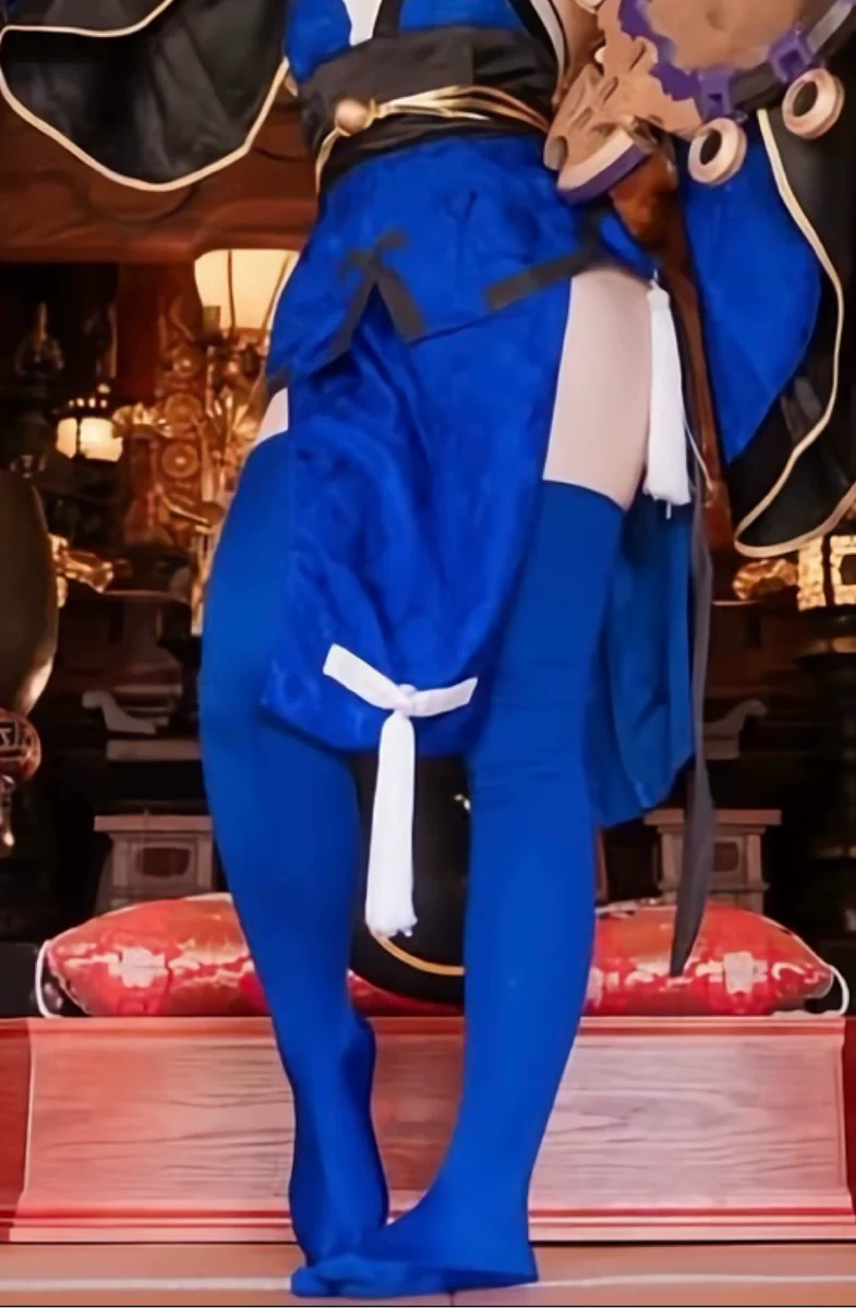 来料定制来图cos动漫分趾云袜足袋高弹力布料防滑松紧收口宝石蓝