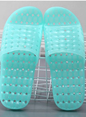 水晶拖鞋女男塑胶防臭家居情侣浴室内冲凉镂空洞洞鞋浴场平底防滑