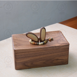 兔耳朵首饰盒【慕物】原创设计黑胡桃首饰盒收纳盒带内衬精致