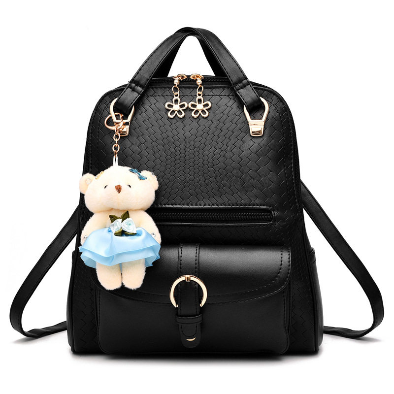 双肩包新款潮背包秋冬新款学生时尚休闲小熊女包耐磨方形拉链袋潮