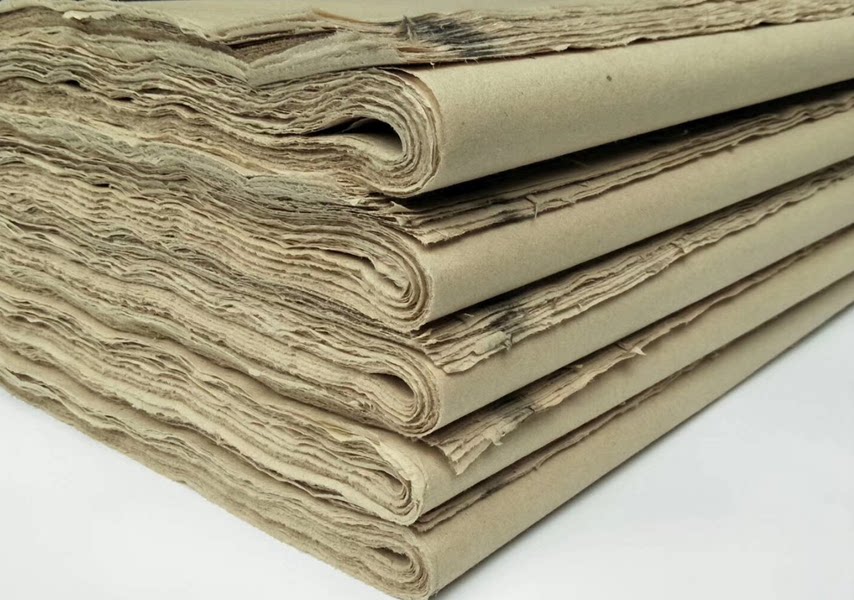 纯手工毛边纸纯竹浆无格加厚书法练习草书行书专用小楷练字四尺蝉