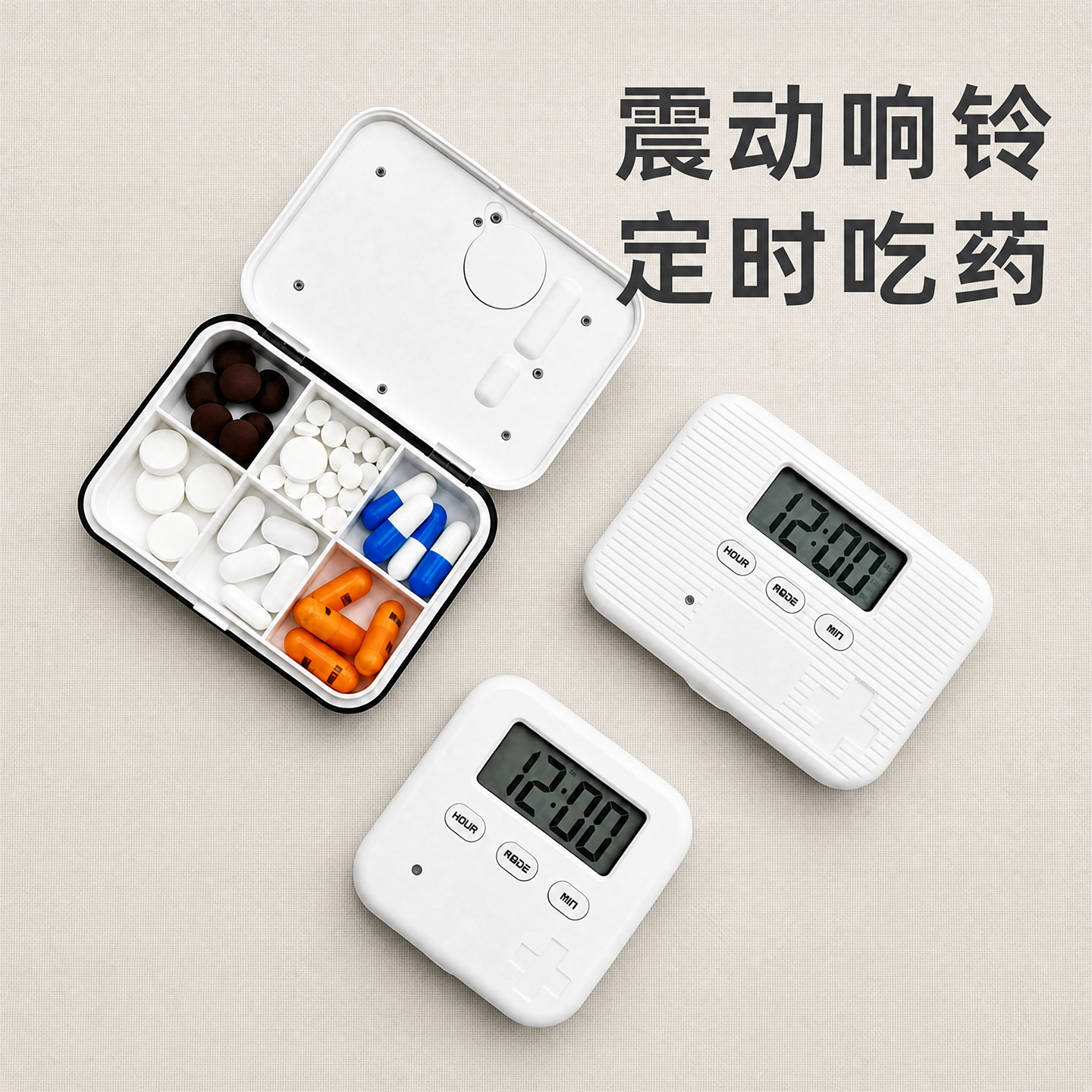 智能提醒定时药盒老年人随身吃药图片