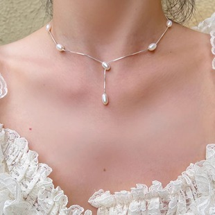 耳钉 天然淡水珍珠s925纯银项链 知更鸟｜老友记瑞秋同款 优雅法式