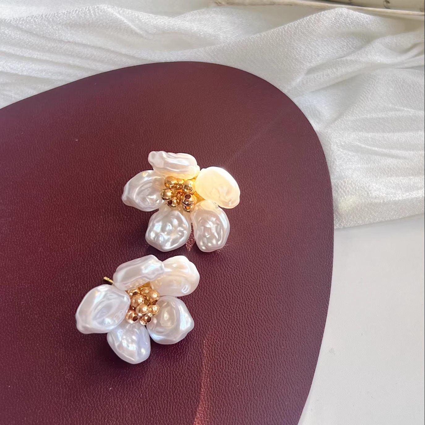 知更鸟｜暗香来 复古宫廷巴洛克气质立体仿真立体珍珠耳钉耳夹女