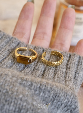 极简时髦chic美拉德金属叠戴戒指