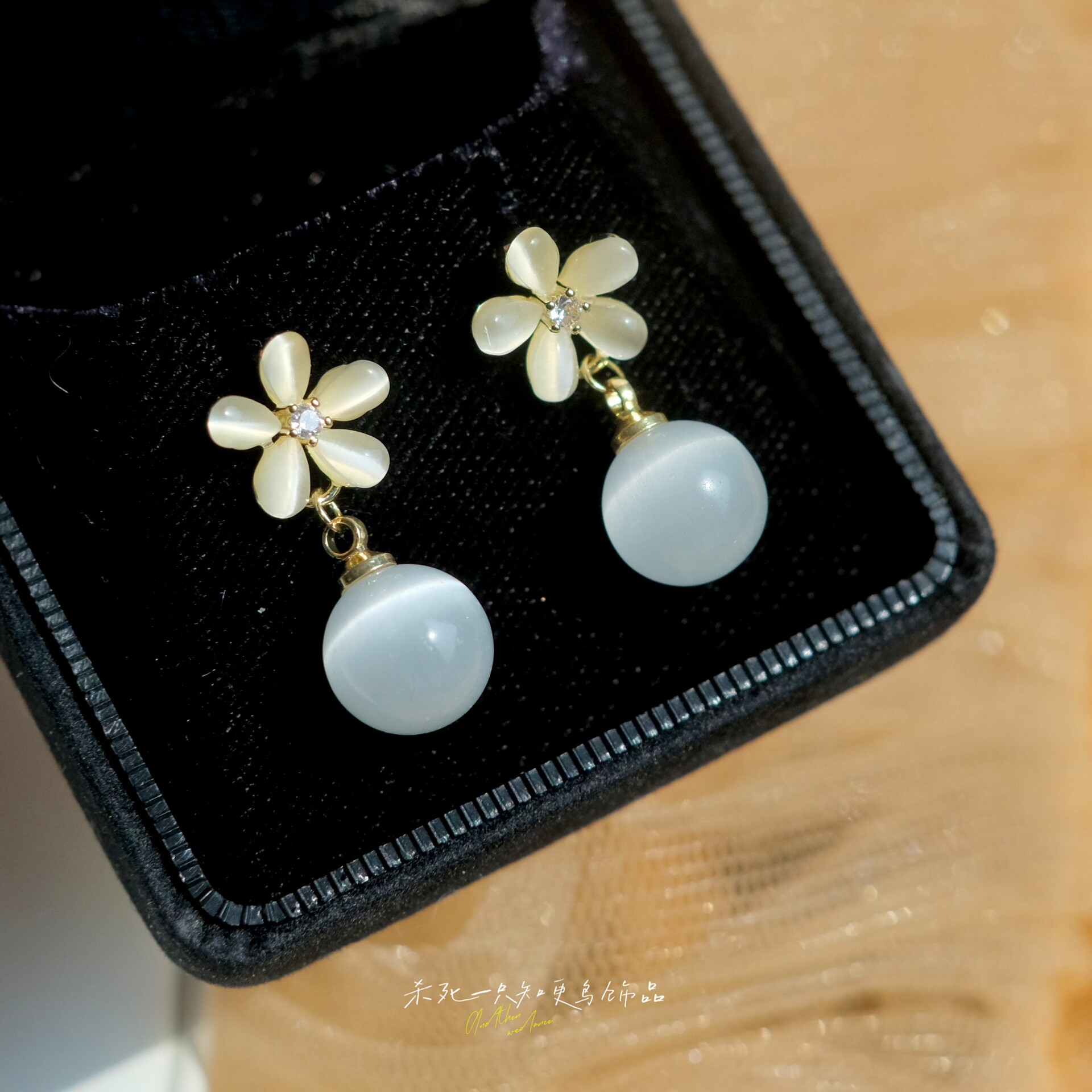 《花樽与花》精致甜美少女猫眼石小花清冷感耳坠耳环耳夹蚊香盘女