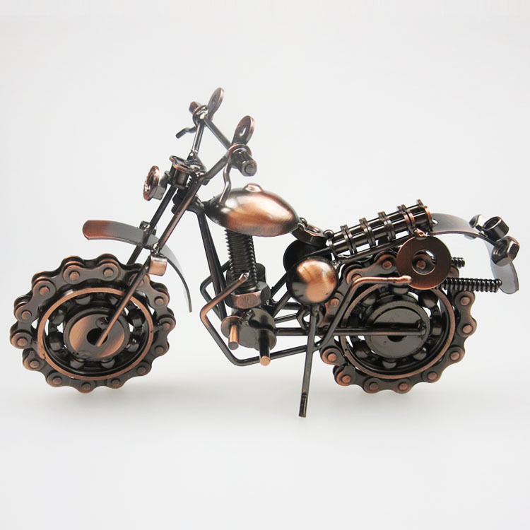 复古摩托车模型铁艺摆件金属工艺品仿古家居装饰品 创意礼品男生