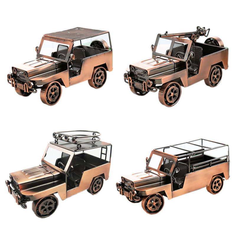 铁艺吉普车模型 创意家居办公室酒吧摆件金属工艺品 男生礼品收藏