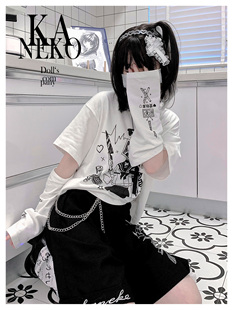 ACLUB黑百合短裤 暗黑新 男女夏高腰黑色休闲重工刺绣中性风五分裤