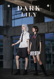 ACLUB黑百合DK衬衫 情侣 男女中性风无性别暗黑上衣反光条夜光中袖