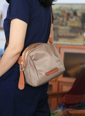 布谷森林女式单肩斜挎小包尼龙配牛皮百搭文艺复古斜挎包包B392