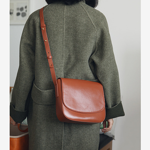 布谷森林新款 女包包牛皮马鞍包手工真皮斜挎包单肩包日系文艺B128