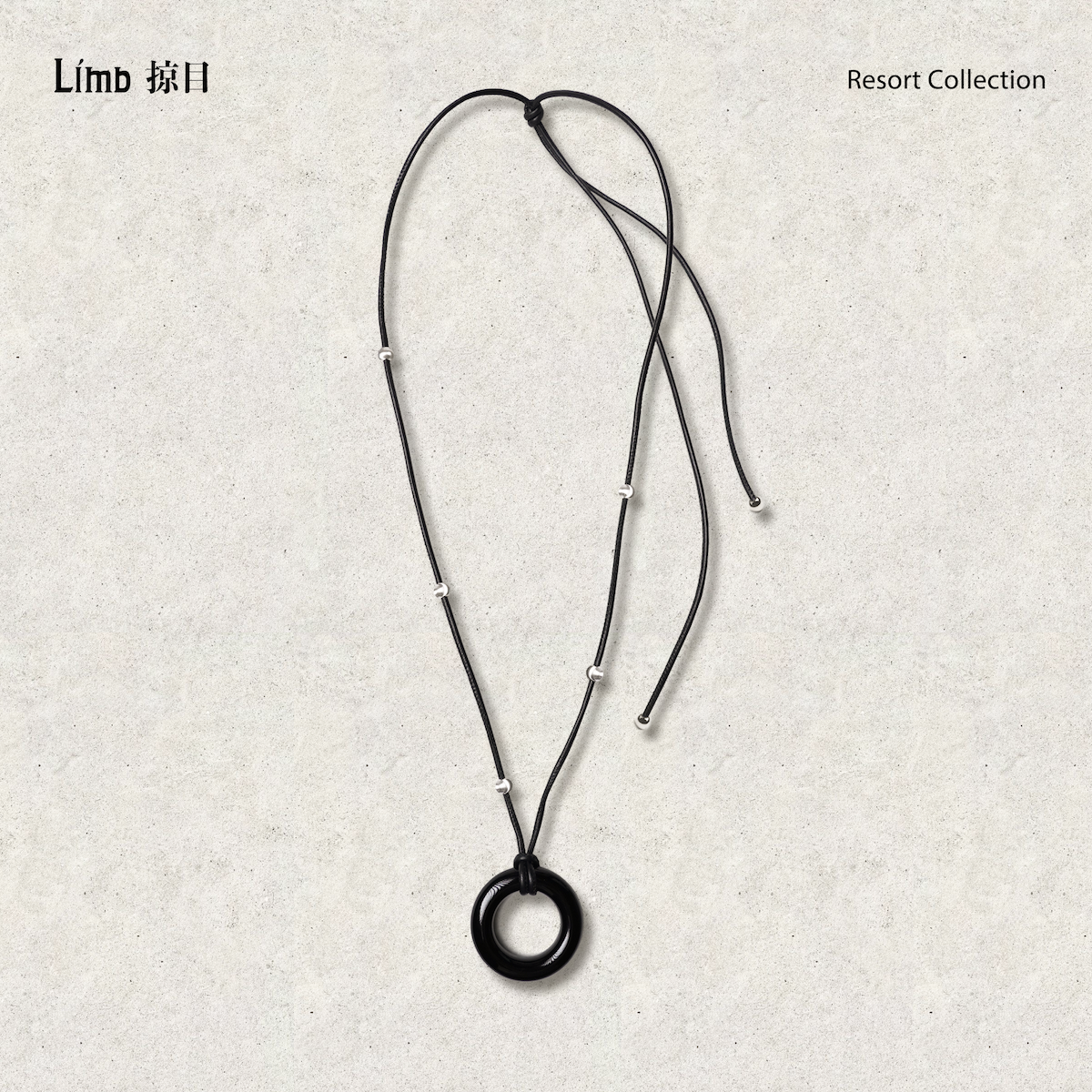 Limb掠目·海边月夜小众设计波纹猫眼黑玛瑙皮绳项链艺术感