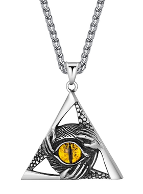 钛钢男士恶魔之眼项链免费刻字