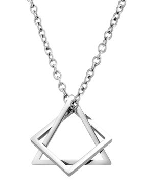 钛钢潮男几何图案项链不掉色