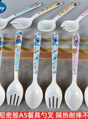 迪士尼儿童餐具幼儿园勺叉密胺耐摔吃饭喝汤吃面勺水果蛋糕面叉
