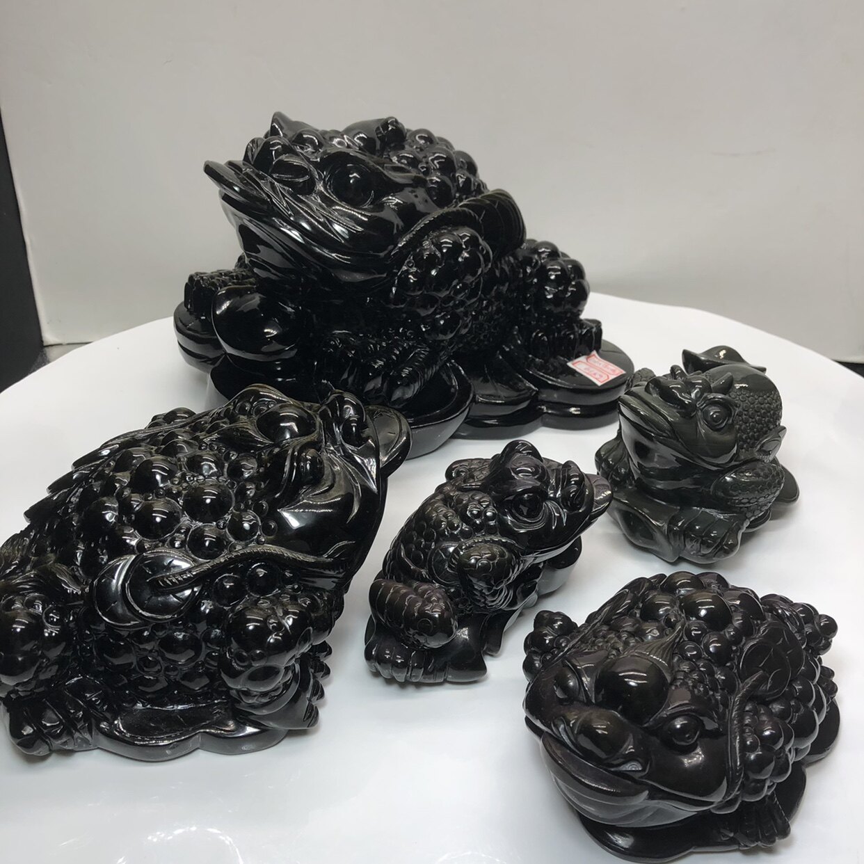 天然黑曜石吉祥物金蟾貔貅手把玩茶宠办公室家居装饰礼品摆件