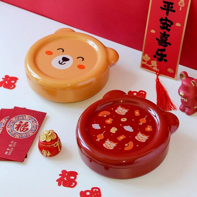 新款上新小熊水果盘家用客厅茶几糖果盒高颜值卡通干果零食收纳盘