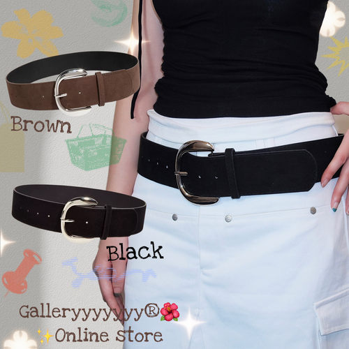 Gallery复古美式y2k麂皮宽边腰带