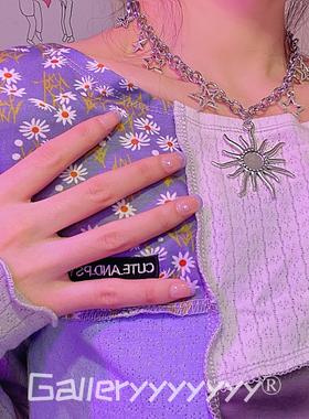 金属质感趣味千禧风蝴蝶玫瑰项链