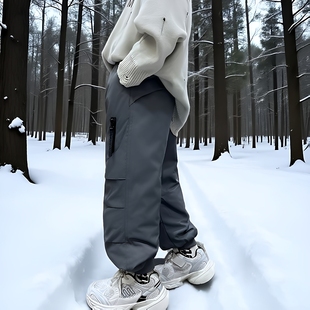 儿童羽绒裤冲锋裤2025秋冬新款白鸭绒男女童防风防水加厚工装裤子