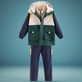 中小学生校服绿色冲锋衣三件套成都市教育科学研究院附小园服套装