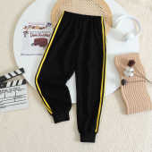 冬季 黑色黄条双黄侧边杠男女儿童两道杠校服裤 春夏秋款 小学生校裤