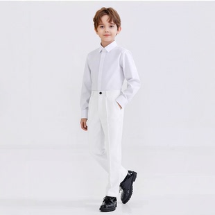 中小学生男女童白色西装裤帅气花童演出服礼服校服裤子松紧腰长裤